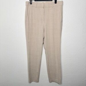 HM Beige Glen Check Plaid Ankle Trousers High Waist Dress Pants Size 12